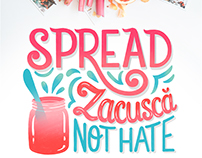 Spread Zacusca, not hate - Hand lettering design