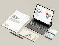 Free stationery with tablet mockup