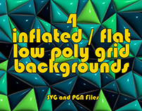 4 Inflated Low Poly Grid Backgrounds