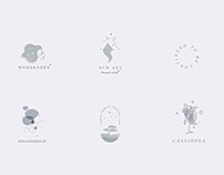 Minimalistic illustrative logos