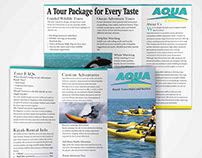 Aqua Excursions brochure/ad mockup and flat