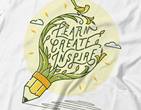 Learn, Create, Inspire T-shirt Illustration