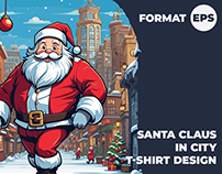 Santa Claus In City T-Shirt Design