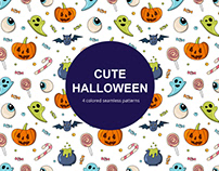 Cute Halloween Free Vector Seamless Pattern