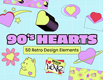90's Hearts Design Elements