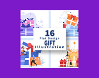 Colorful Wrapped Gift Box Online Delivery Illustrations