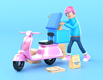 Delivery Service App Character.