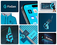 FixGen Brand Identity, Logo design, tech logo.