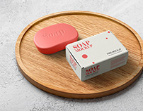 Free Soap with Box Packaging Mockup