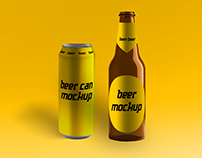beer can & beer bottle mockup