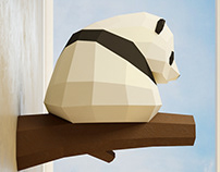 Papercraft Panda. Make your own paper sculpture!