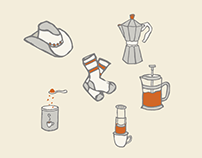 Coffee Illustrations for NOLS Magazine Article