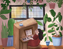 Piano Lady Book Illustration