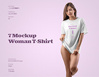7 Mockups Woman T-Shirt Oversize + 1 Free