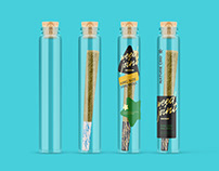 Weed Joint Pre-Roll in Glass Tube Mockup