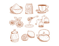 Tea Elements Sketch Set