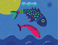 Illustrations for a book: Why do fishes live in water?