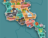 An Infographic Map of Armenia and Its Regions.