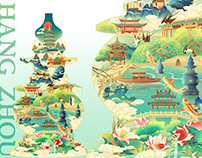 Hangzhou national style illustration【西湖十景】杭州主题国风插画