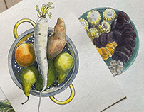 Food illustration with autumn goods