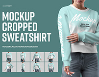 9 Mockups Woman Crop Top Sweatshirt + 1 Free
