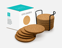 Kittous - Natural Cork Coasters Set for Drinks
