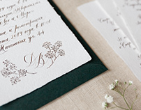 Gypsophila. Calligraphy wedding invitations