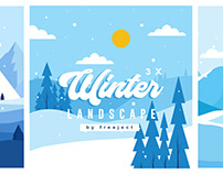 Free 3 Winter Landscape Vector Illustration
