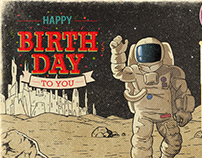 Spaceman Birthday Card