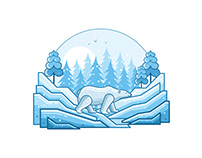 White Polar Bear Winter Line Illustration