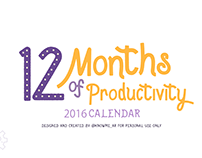 FREE 2016 Calendar , 12 Months of Productivity