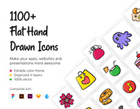 1100+ Flat Hand Drawn Icons