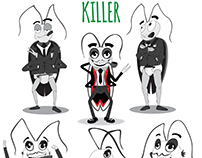 Killer Cockroach Cartoon Character Design