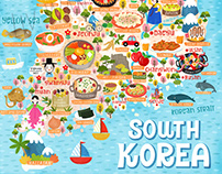 South Korea Food Map Illustration