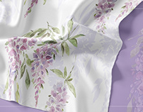 PATTERN DESIGN. Purple wisteria textile collection.
