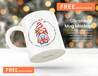 FREE Ceramic Christmas Mug Mockup PSD