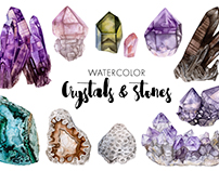 Watercolor Crystals & Stones