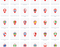 World flags pins marker icons navigation