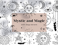 Mystic and Magic line art clipart