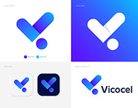 V+i Letter Logo - Vicocel Brand Identity Design