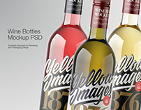 Wine bottles PSD mockups