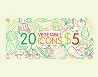 20 fresh vegetable icons