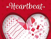 Heartbeat, Seamless Vector Patterns for Saint Valentine