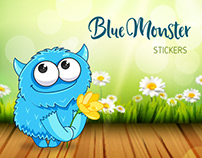 Blue Monster Emotional Stickers