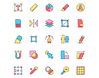 Colored Vector Editing Tools Icons