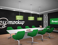 Board Meeting Room Wall Logo Mockup