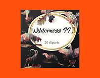 20 Digital Wild Animals Watercolor Clipart