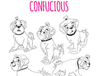 Confucius the Shih Tzu Dog Cartoon Character Design