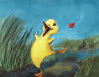 Baby duck with a kite