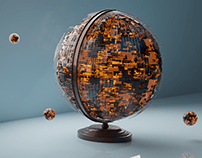 Beautiful Sci-Fi Globe rendered using blender